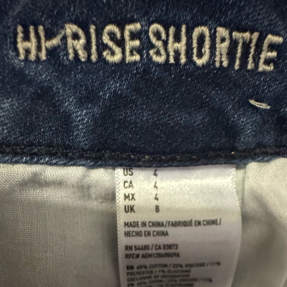 AE WOMENS HI RISE SHORTIE DENIM SHORTS - Picture 6 of 8